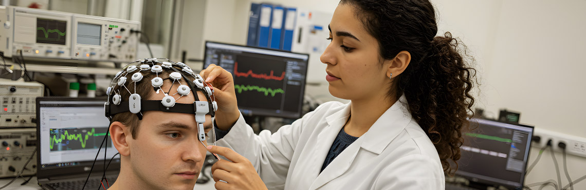 Nurologin und Patient beim EKG